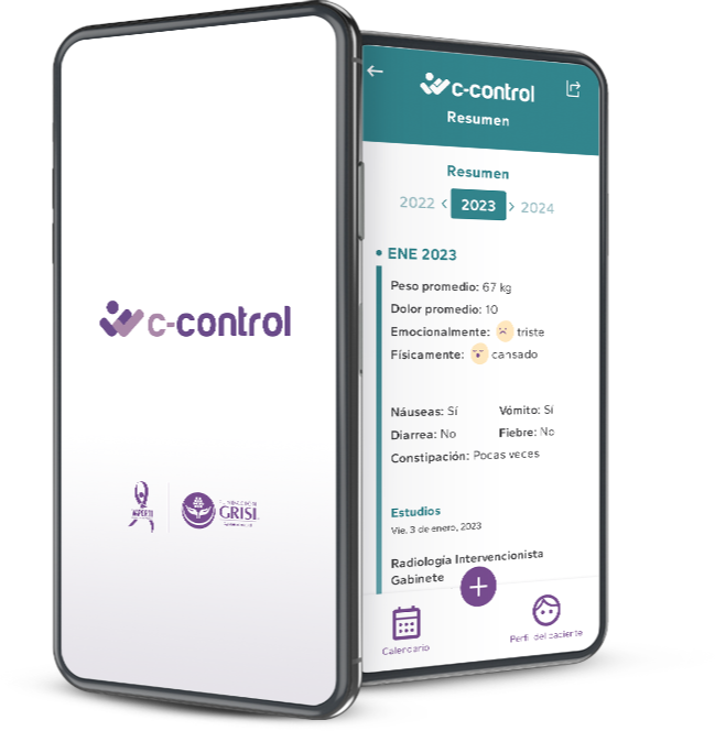 Pantalla principal de app C-Control de Fundación Grisi y VAPORTI